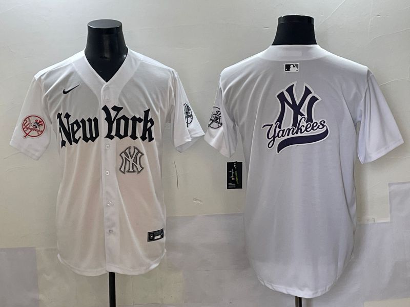 Men 2025 New York Yankees Blank White Five generations Joint Name Nike MLB Jersey style 70->new york yankees->MLB Jersey